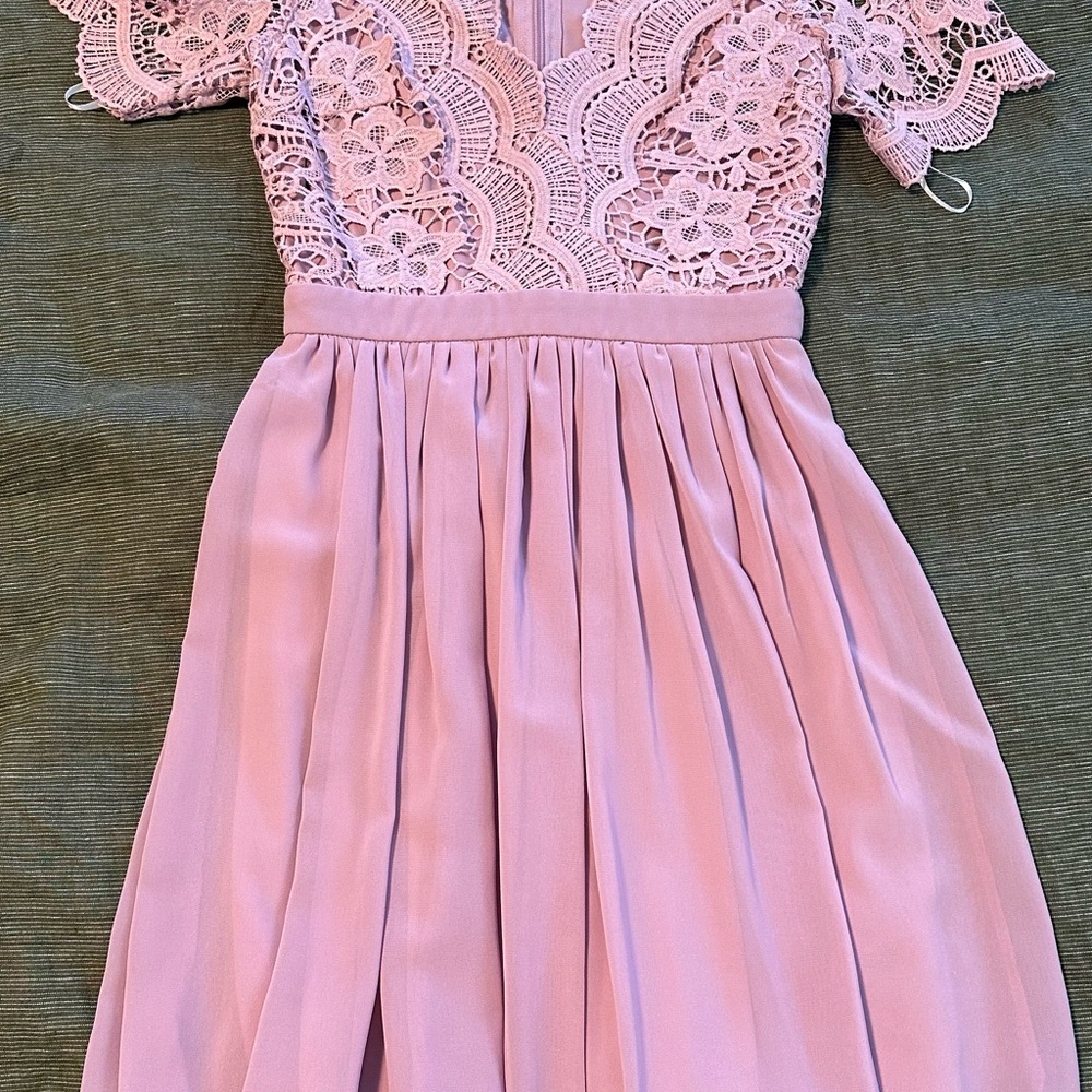 Elegant Pink Lace Lulus Dress